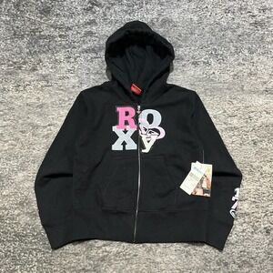 NWT Roxy Girl Zip Up Hoodie Womens Small Black Surf Style Quiksilver Vintage Y2K